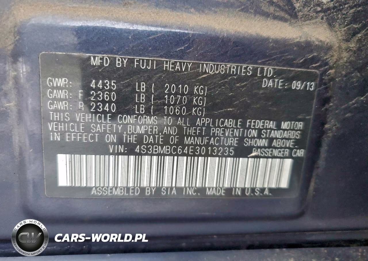 2014 Subaru Legacy 2.5I Premium VIN:4S3BMBC64E3013235 - 12