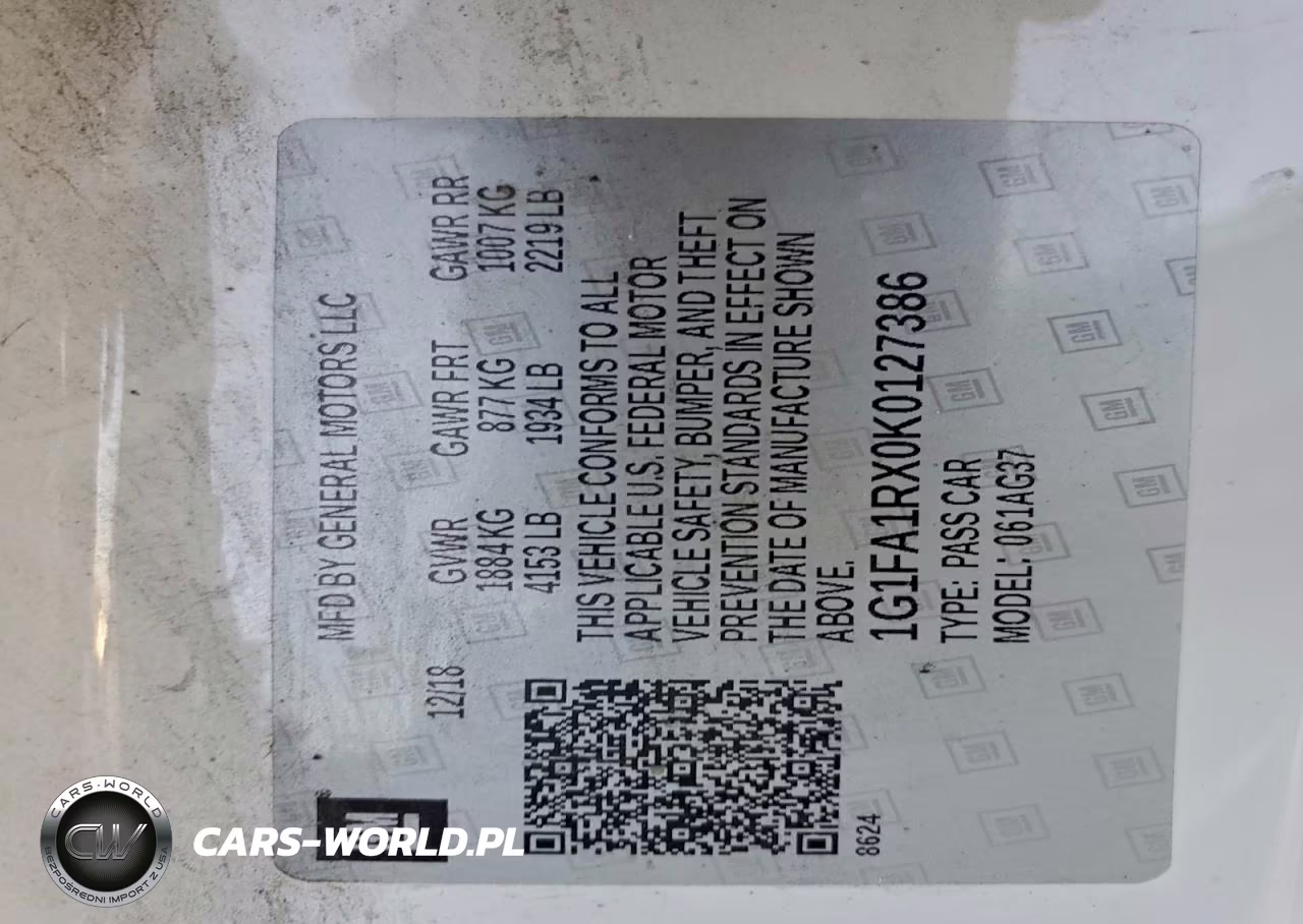 2019 Chevrolet Camaro Ls VIN:1G1FA1RX0K0127386 - 12
