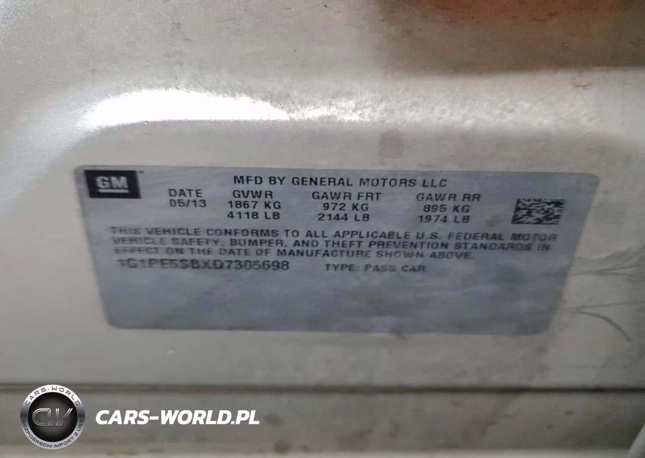 2013 Chevrolet Cruz VIN:1G1PE5SBXD7305698 - 13