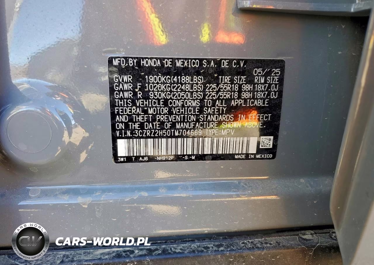 2026 Honda Hr-V Sport VIN:3CZRZ2H50TM704669 - 13