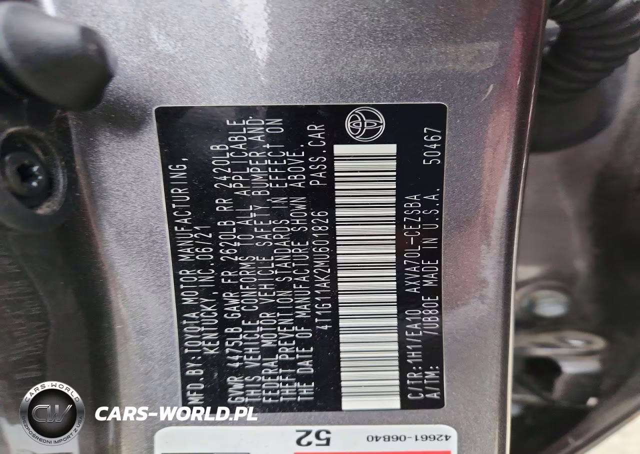 2021 Toyota Camry Se VIN:4T1G11AK2MU601826 - 12