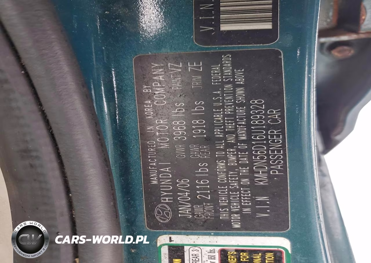 2006 Hyundai Elantra Gls VIN:KMHDN56D16U189328 - 12