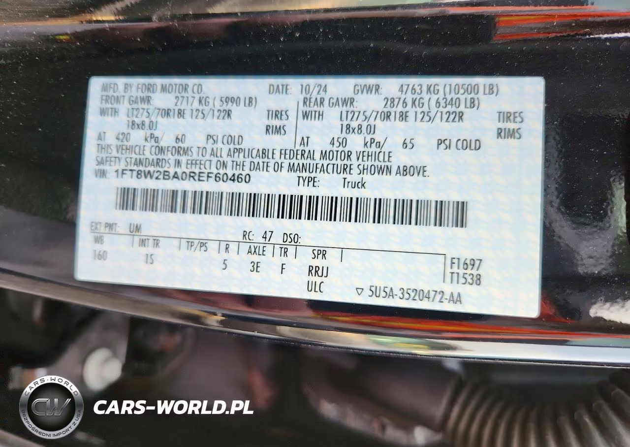 2024 Ford F250 Super Duty VIN:1FT8W2BA0REF60460 - 12
