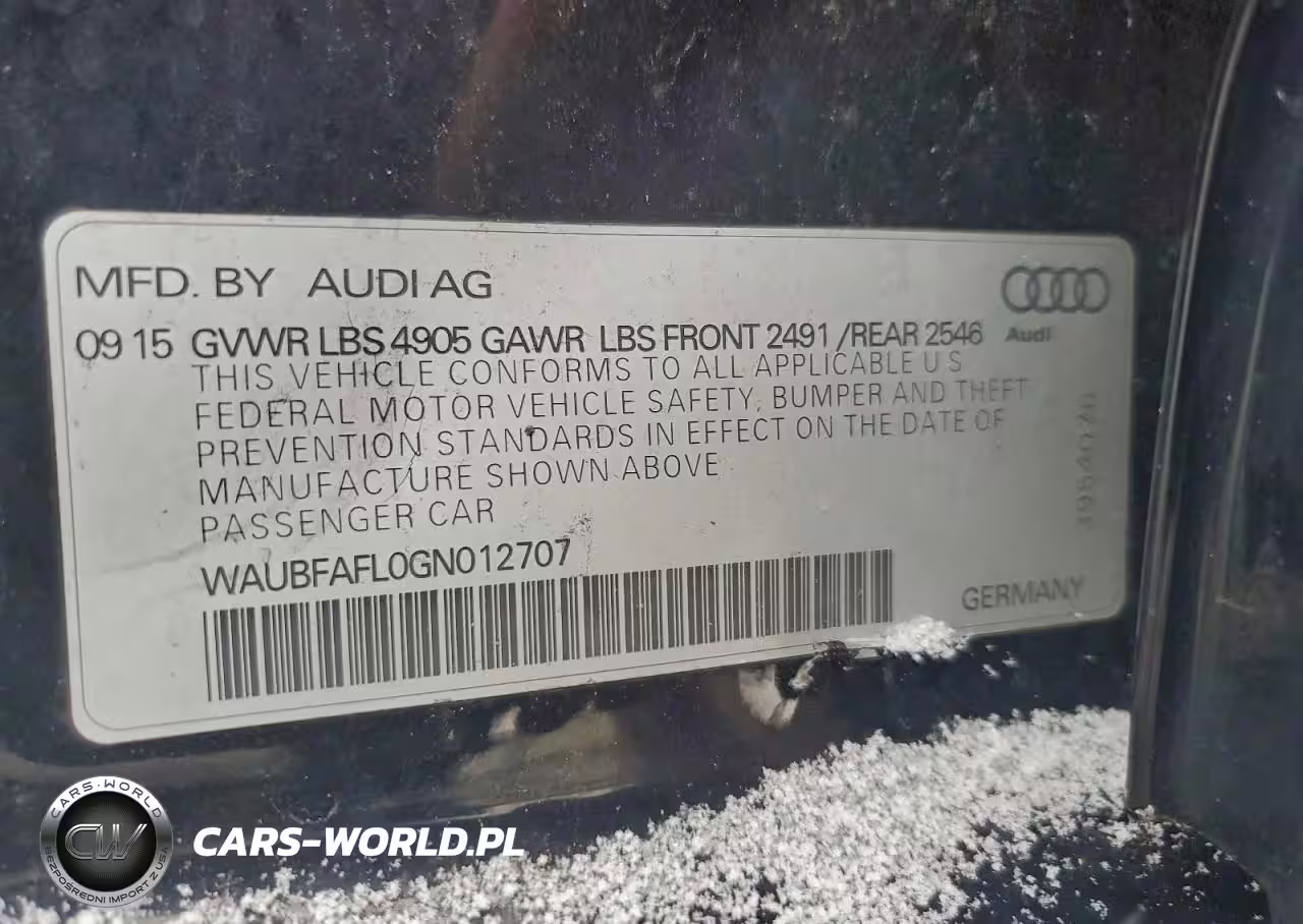 2016 Audi A4 Premium S-Line VIN:WAUBFAFL0GN012707 - 12