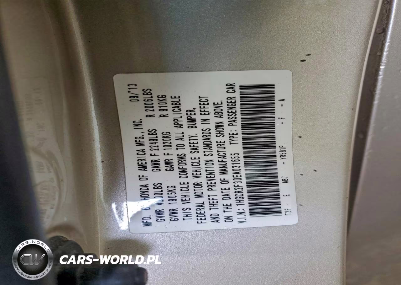 2014 Honda Accord Lx VIN:1HGCR2F30EA031655 - 12