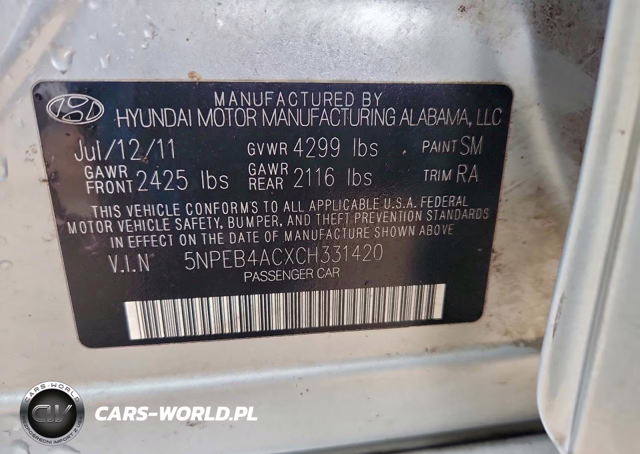 2012 Hyundai Sonata Gls VIN:5NPEB4ACXCH331420 - 13