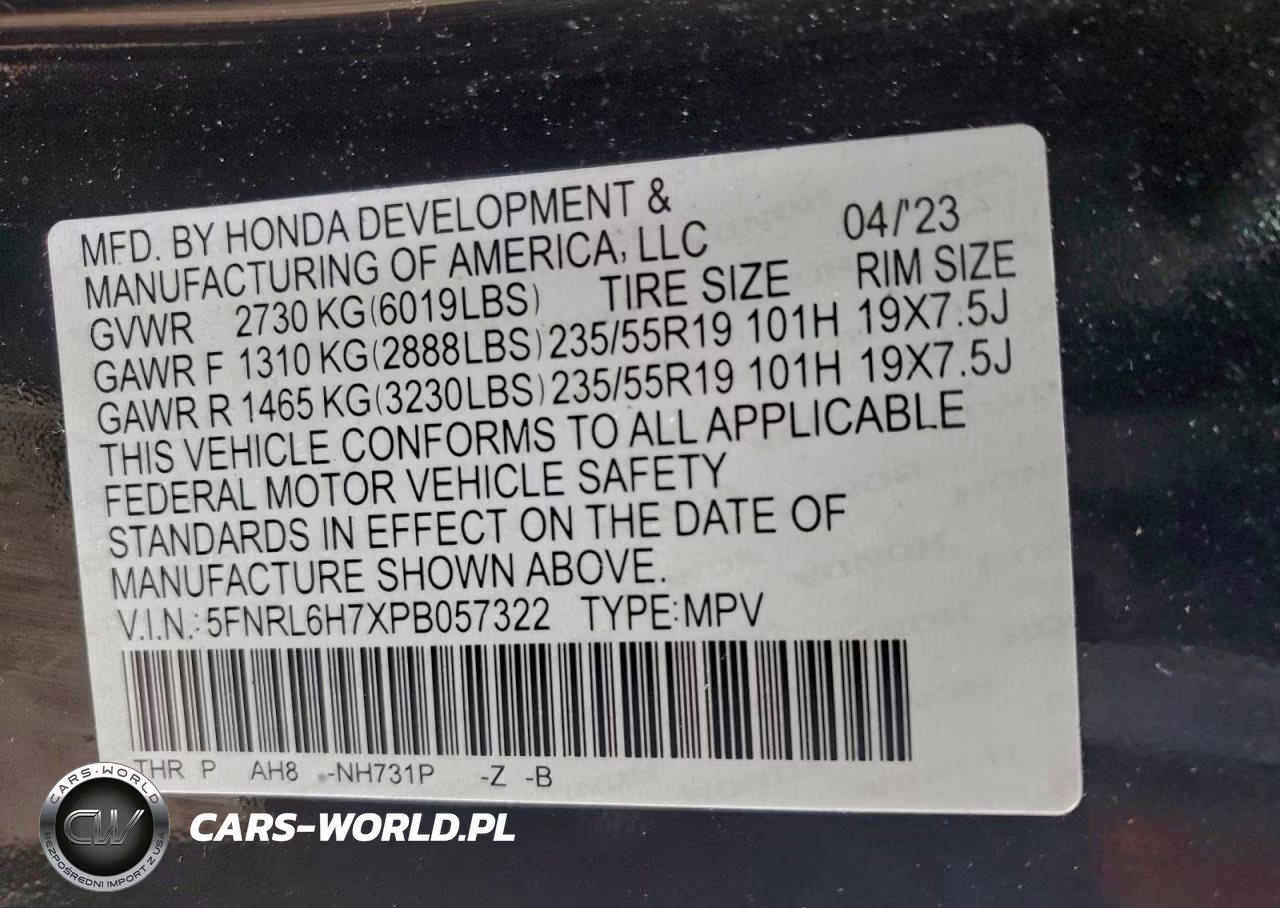 2023 Honda Odyssey Sport-L VIN:5FNRL6H7XPB057322 - 13