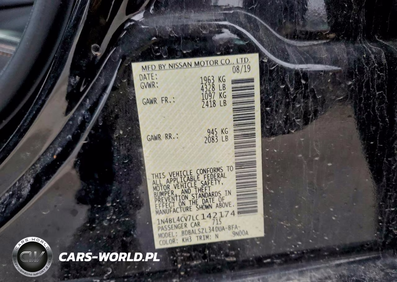 2020 Nissan Altima Sr VIN:1N4BL4CV7LC142174 - 12