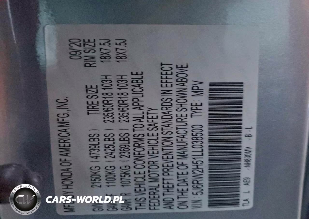 2020 Honda Cr-V Ex VIN:5J6RW2H51LL038500 - 14