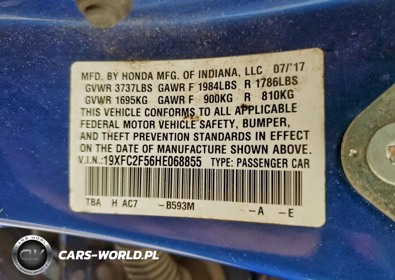 2017 Honda Civic Lx VIN:19XFC2F56HE068855 - 12