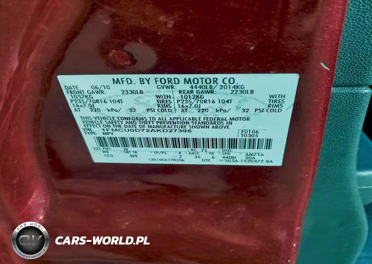 2010 Ford Escape Xlt VIN:1FMCU0D72AKD27395 - 13