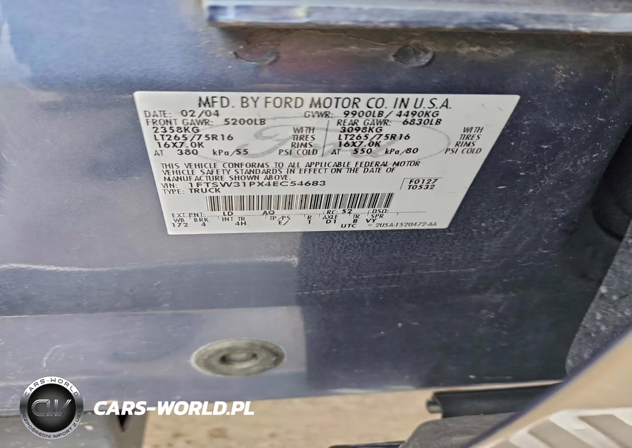 2004 Ford F350 Srw Super Duty VIN:1FTSW31PX4EC54683 - 12