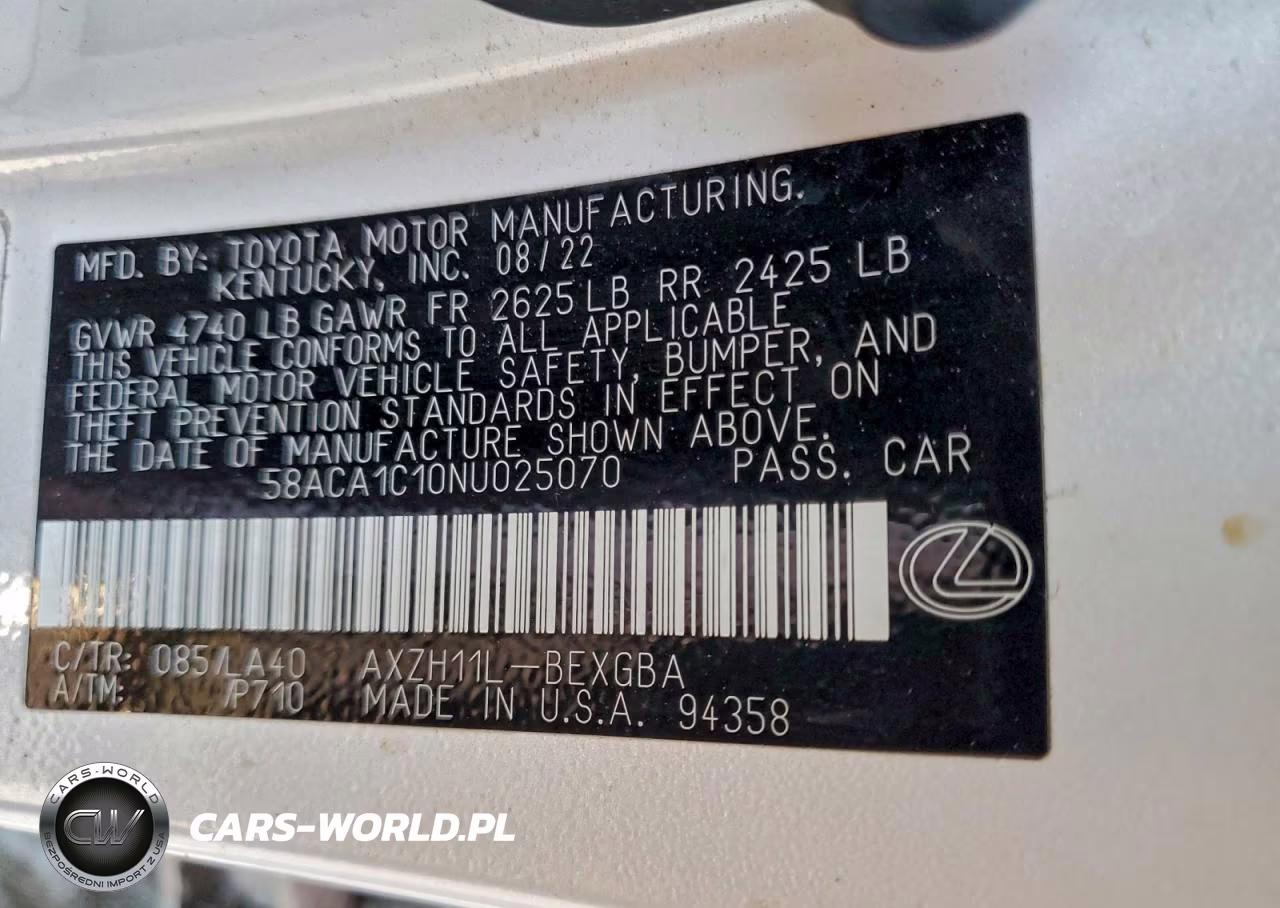 2022 Lexus Es 300H Base VIN:58ACA1C10NU025070 - 12