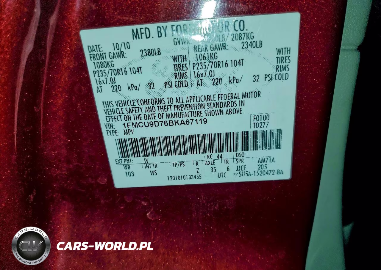 2011 Ford Escape Xlt VIN:1FMCU9D76BKA67119 - 13