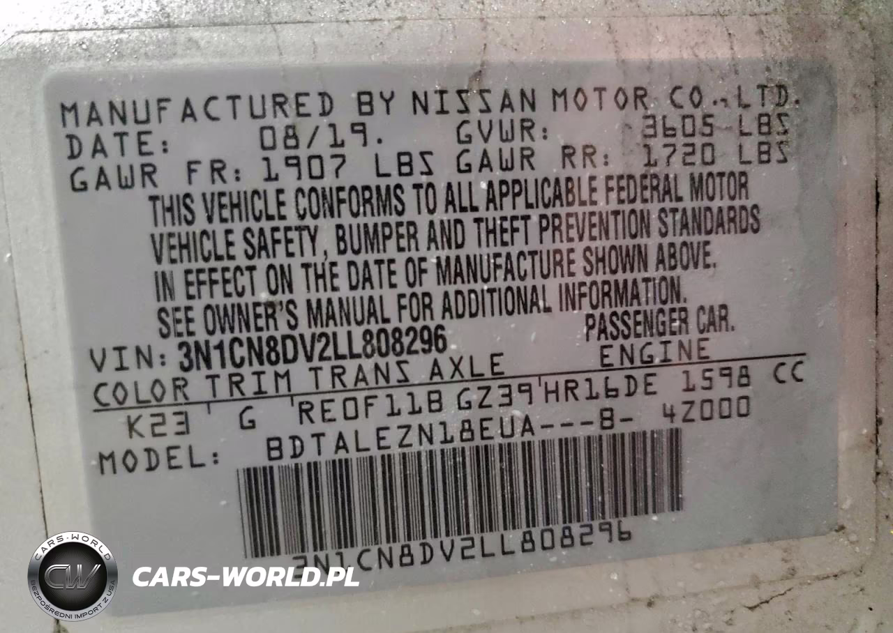 2020 Nissan Versa S VIN:3N1CN8DV2LL808296 - 12