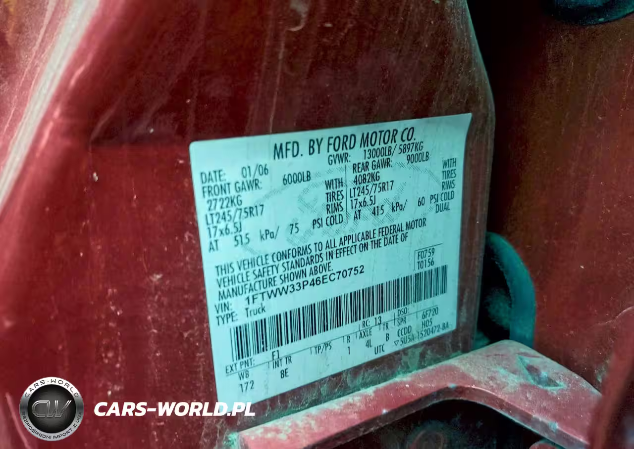 2006 Ford F350 Super Duty VIN:1FTWW33P46EC70752 - 13