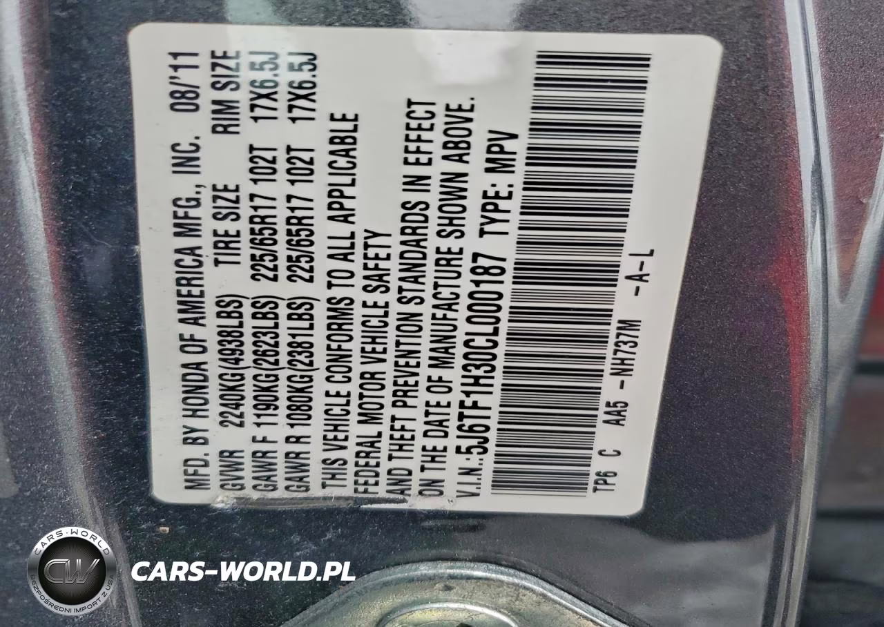 2012 Honda Crosstour Ex VIN:5J6TF1H30CL000187 - 12