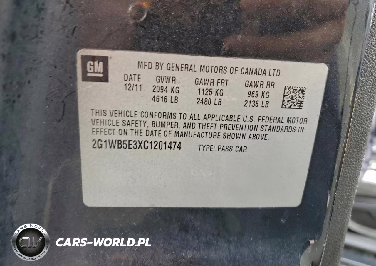 2012 Chevrolet Impala Lt VIN:2G1WB5E3XC1201474 - 12