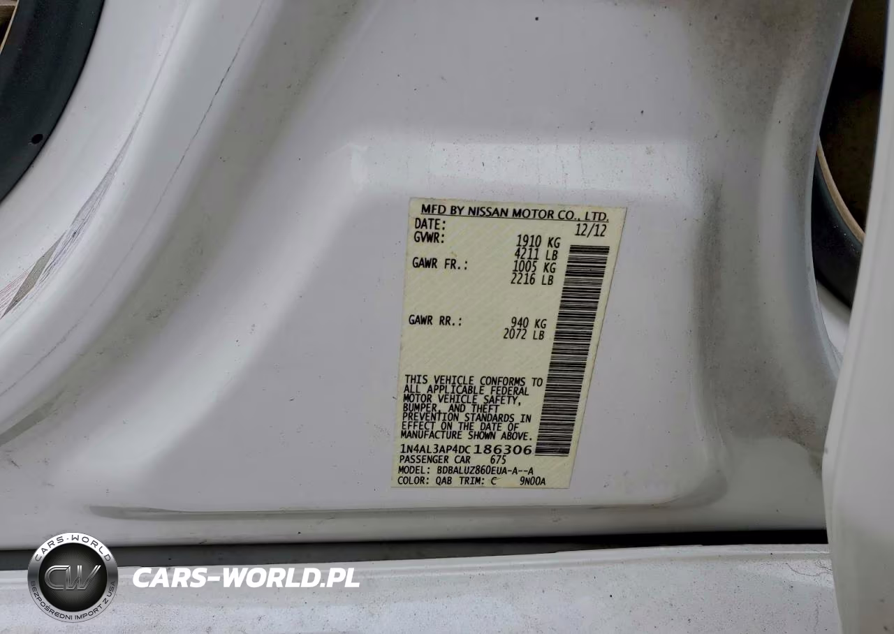 2013 Nissan Altima 2.5 VIN:1N4AL3AP4DC186306 - 12