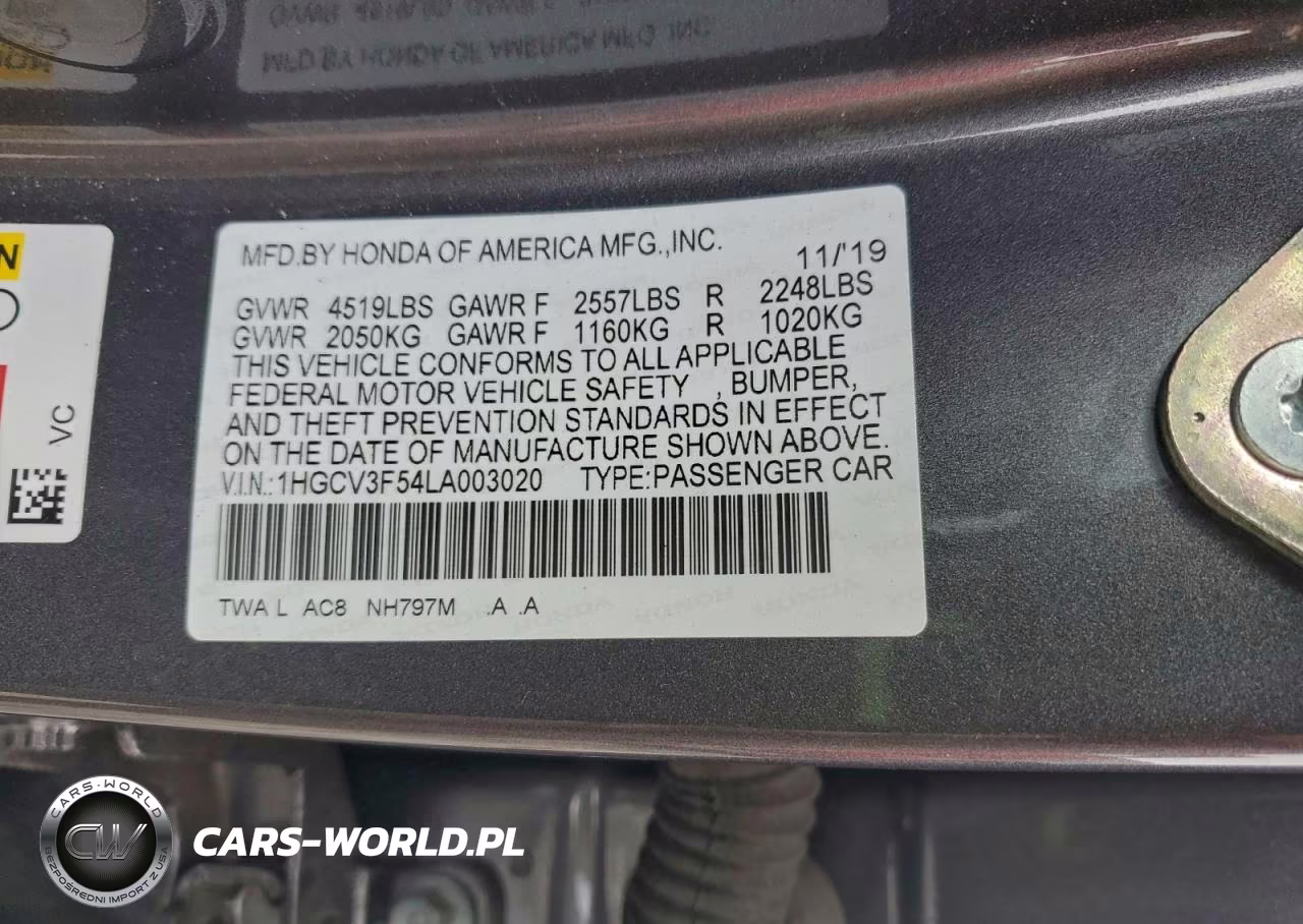 2020 Honda Accord Hybrid Exl VIN:1HGCV3F54LA003020 - 13