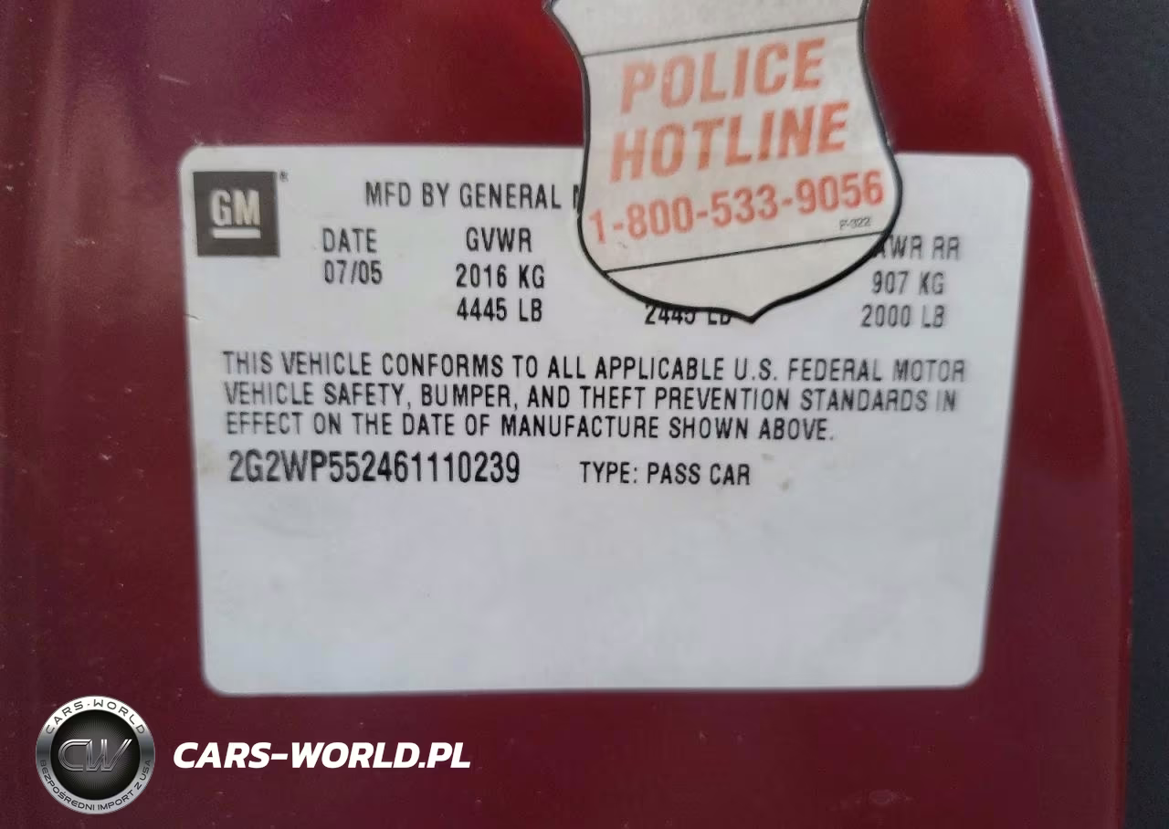 2006 Pontiac Grand Prix VIN:2G2WP552461110239 - 12