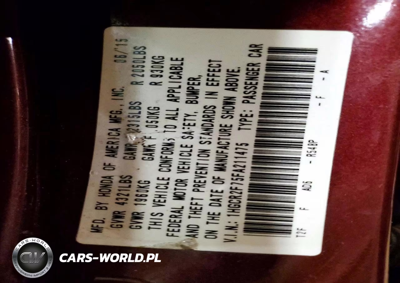 2015 Honda Accord Ex VIN:1HGCR2F75FA211475 - 12
