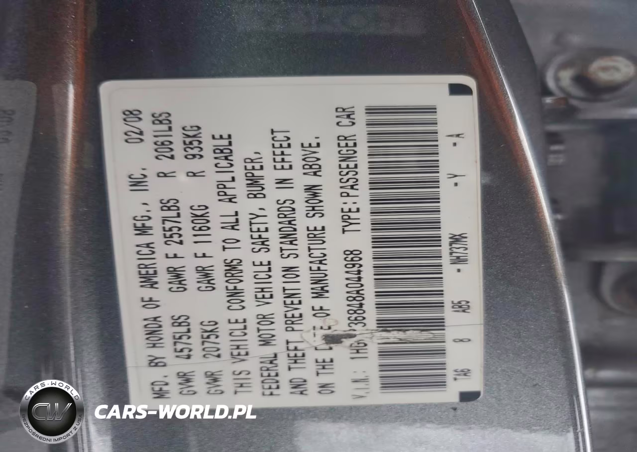 2008 Honda Accord Exl VIN:1HGCP36848A044968 - 12