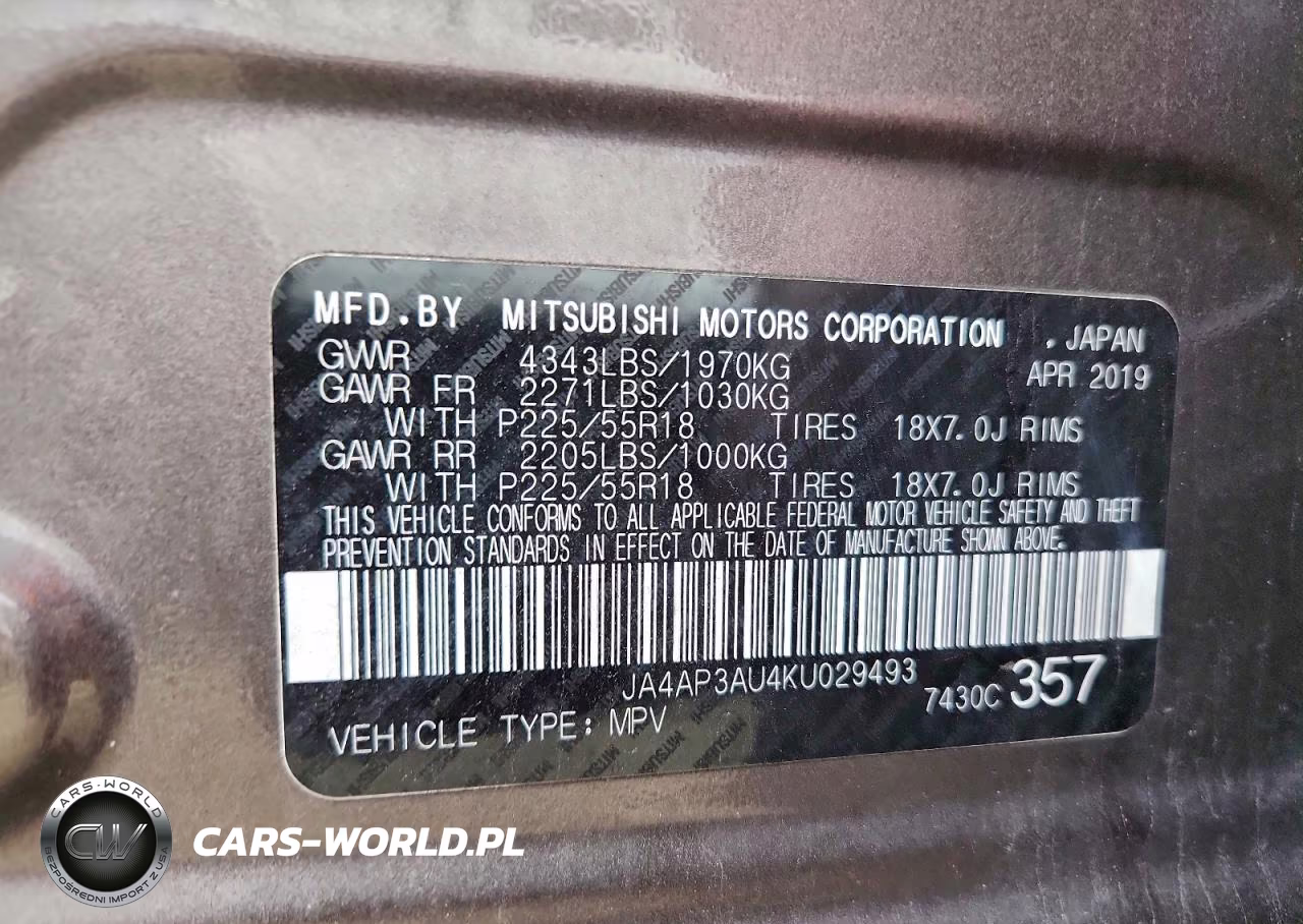 2019 Mitsubishi Outlander Sport Es VIN:JA4AP3AU4KU029493 - 14