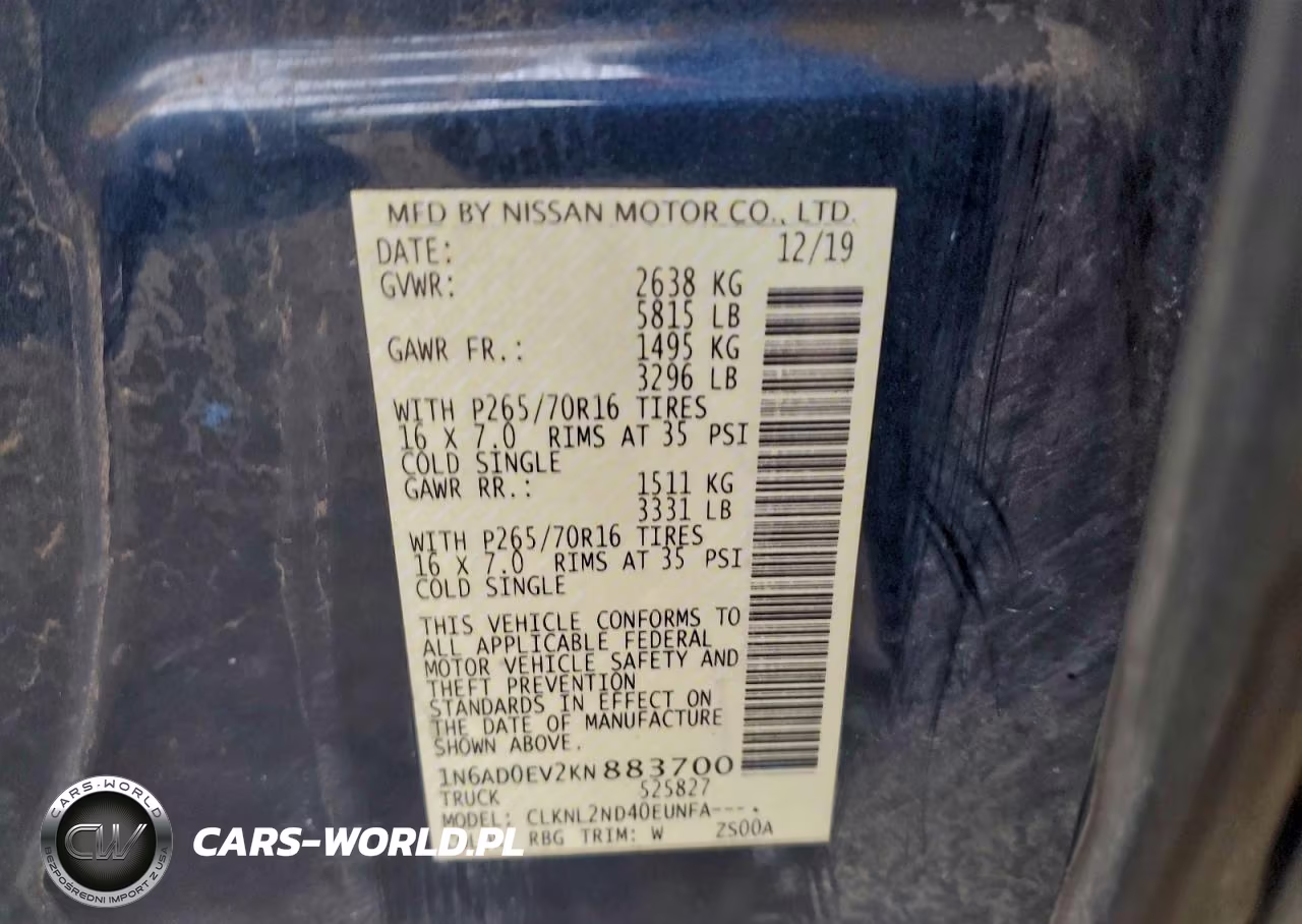 2019 Nissan Frontier S VIN:1N6AD0EV2KN883700 - 12