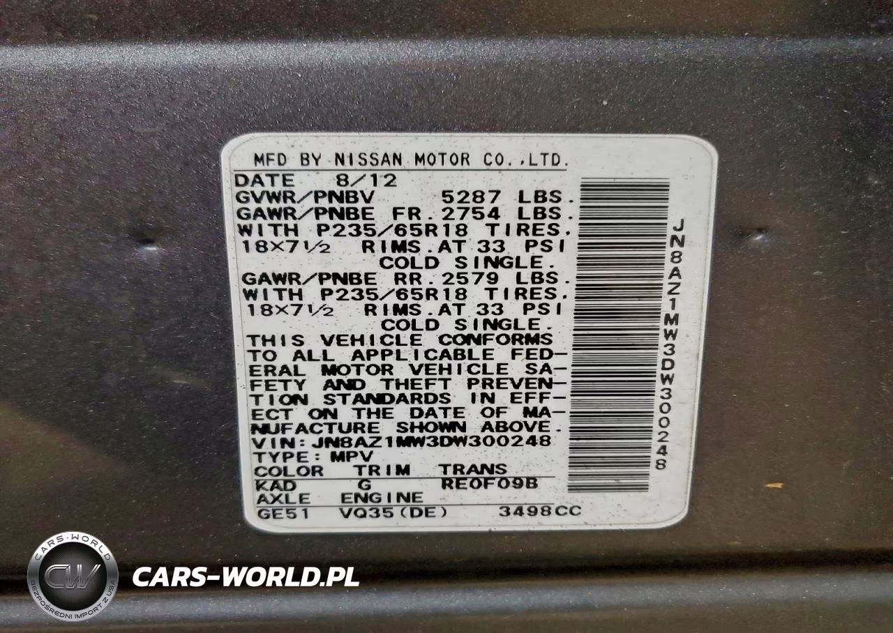 NISSAN MURANO S VIN:JN8AZ1MW3DW300248 - 13