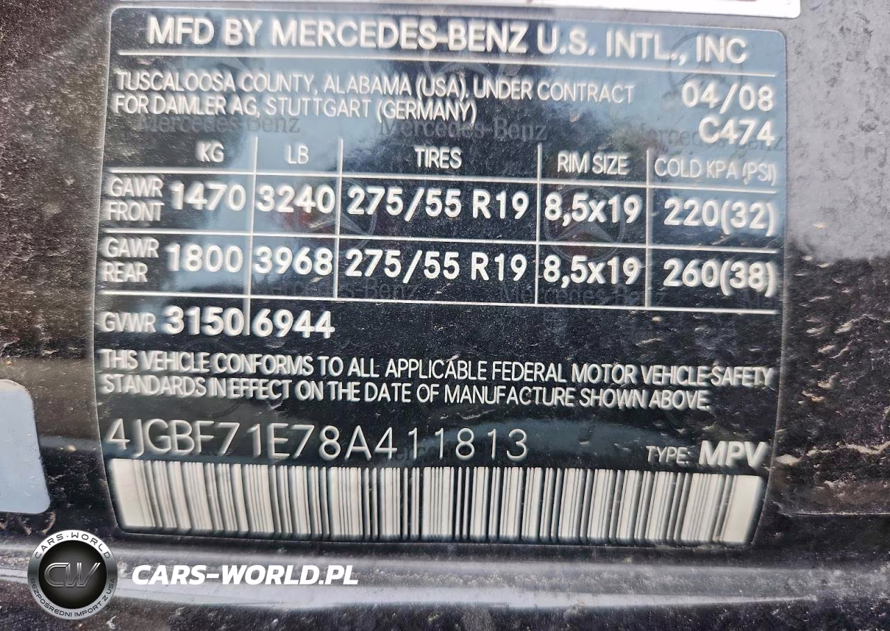 2008 Mercedes-Benz Gl 450 4Matic VIN:4JGBF71E78A411813 - 13