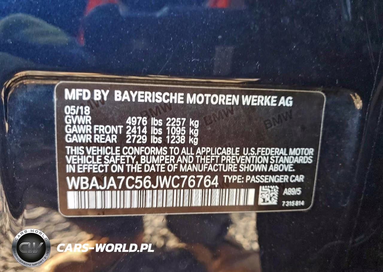 2018 BMW 530 Xi VIN:WBAJA7C56JWC76764 - 12