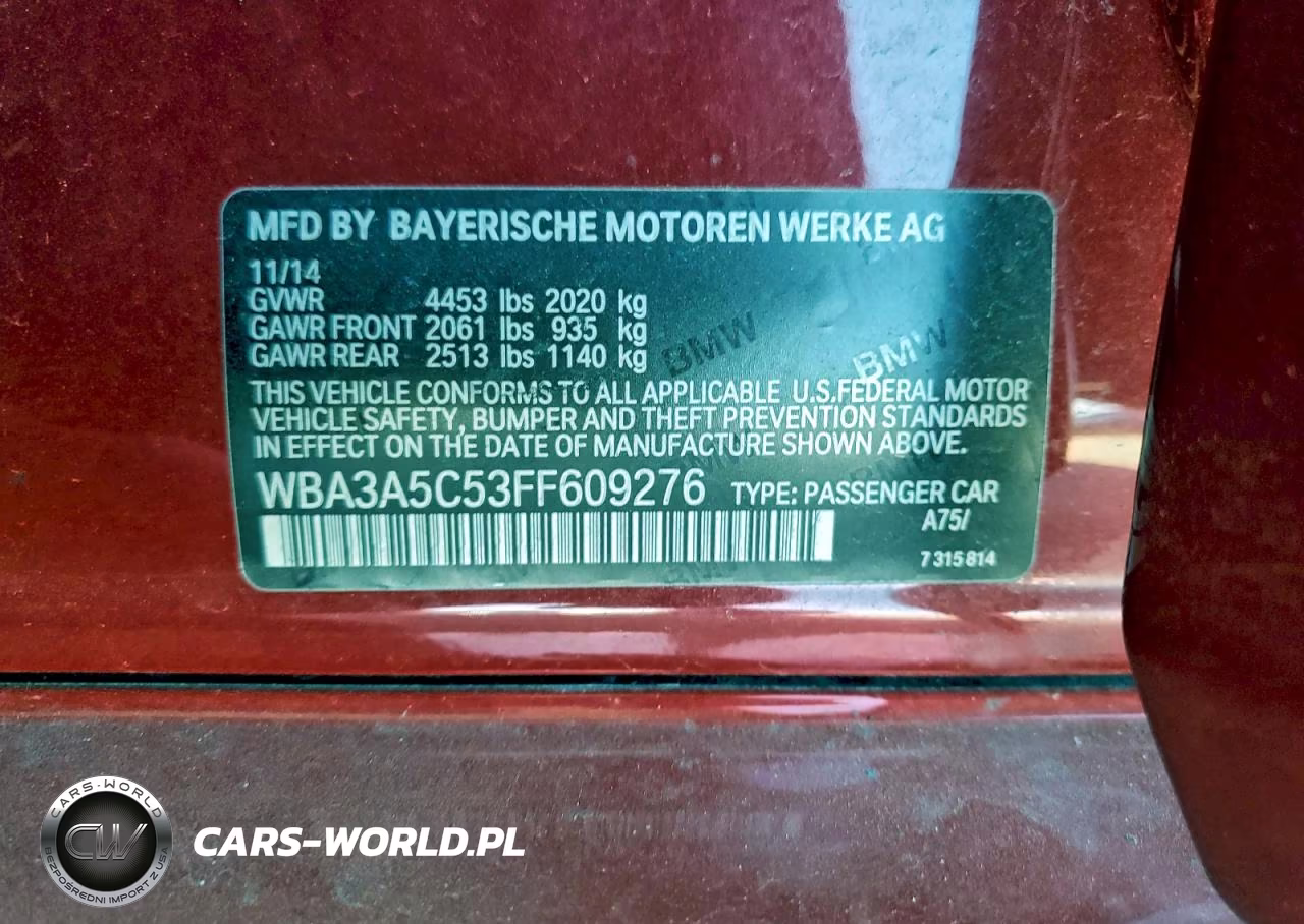 2015 BMW 328 I VIN:WBA3A5C53FF609276 - 12