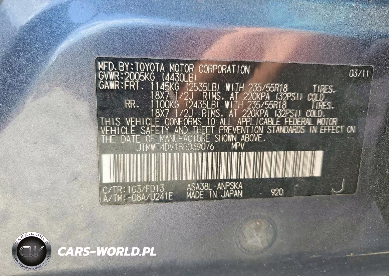 2011 Toyota Rav4 Sport VIN:JTMWF4DV1B5039076 - 13