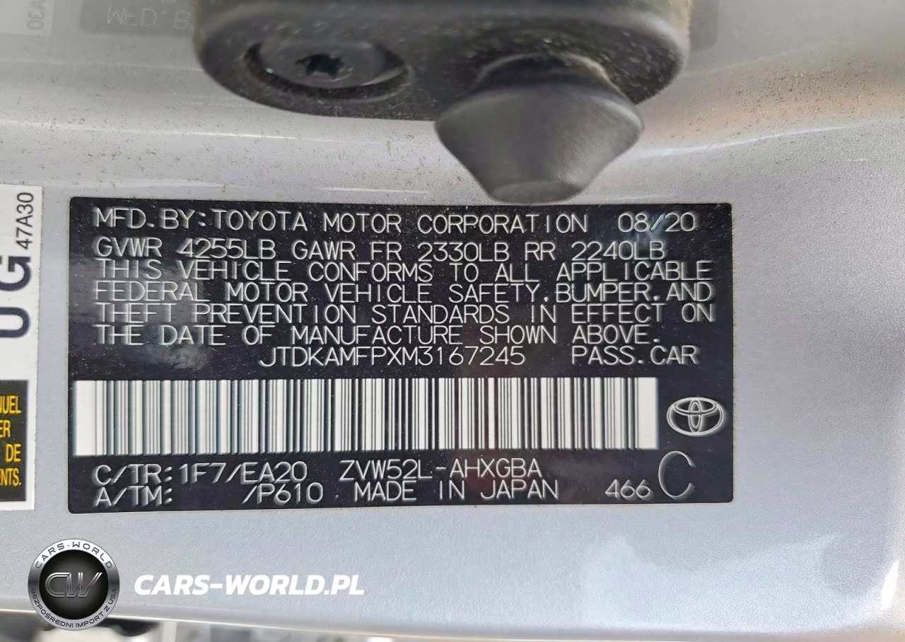 2021 Toyota Prius Prime Xle VIN:JTDKAMFPXM3167245 - 12