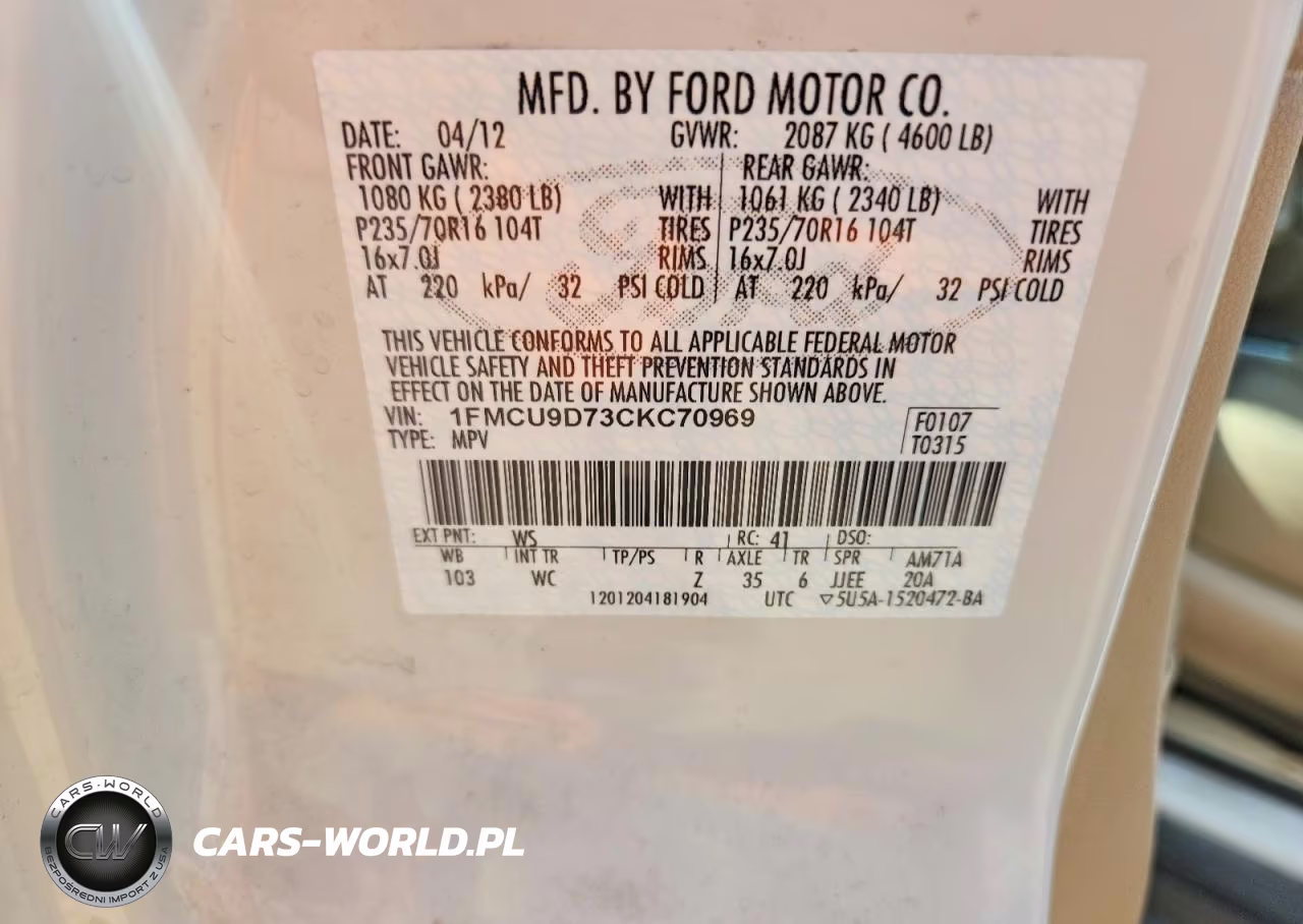 2012 Ford Escape Xlt VIN:1FMCU9D73CKC70969 - 12