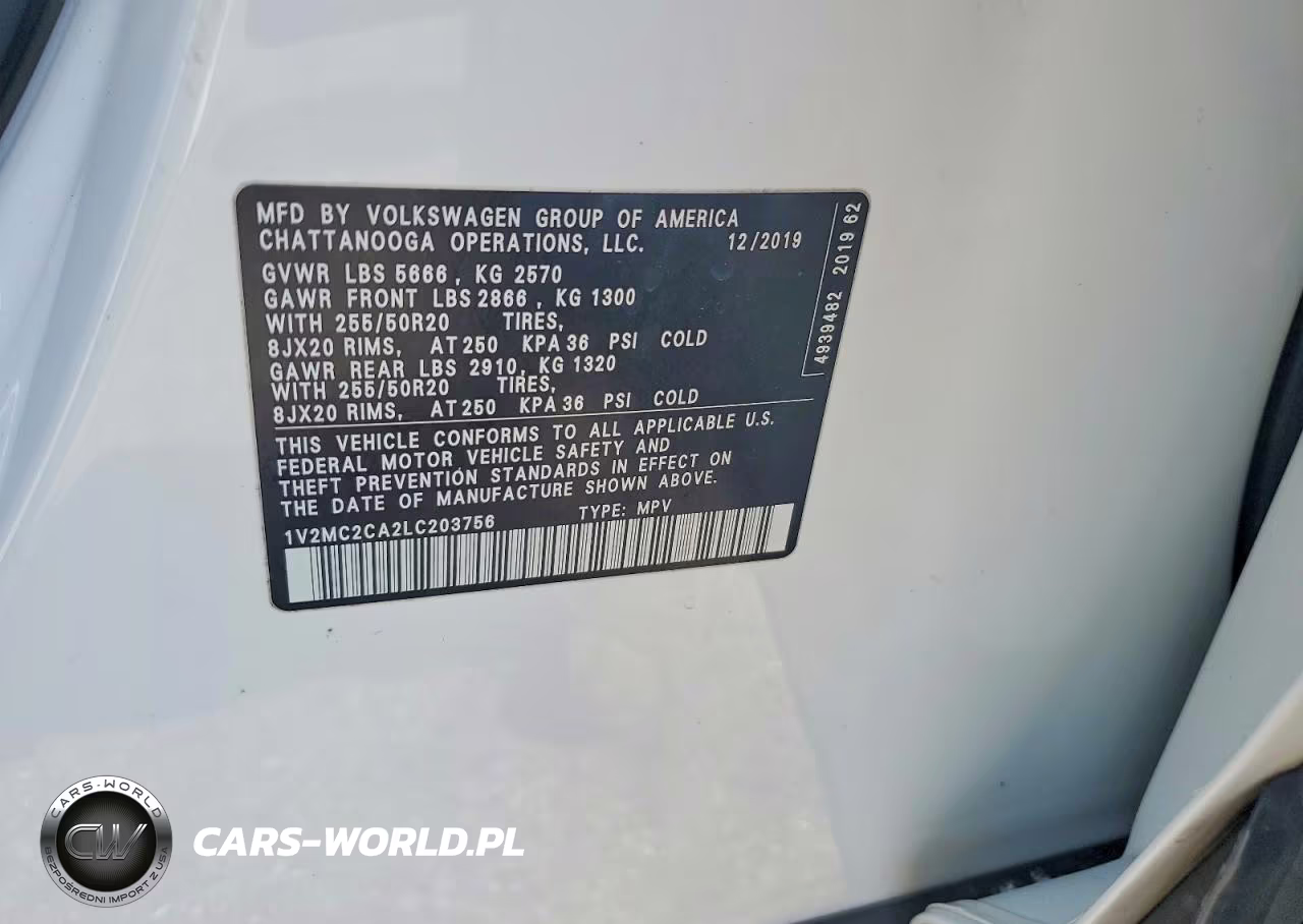 2020 Volkswagen Atlas Cross Sport Sel VIN:1V2MC2CA2LC203756 - 12