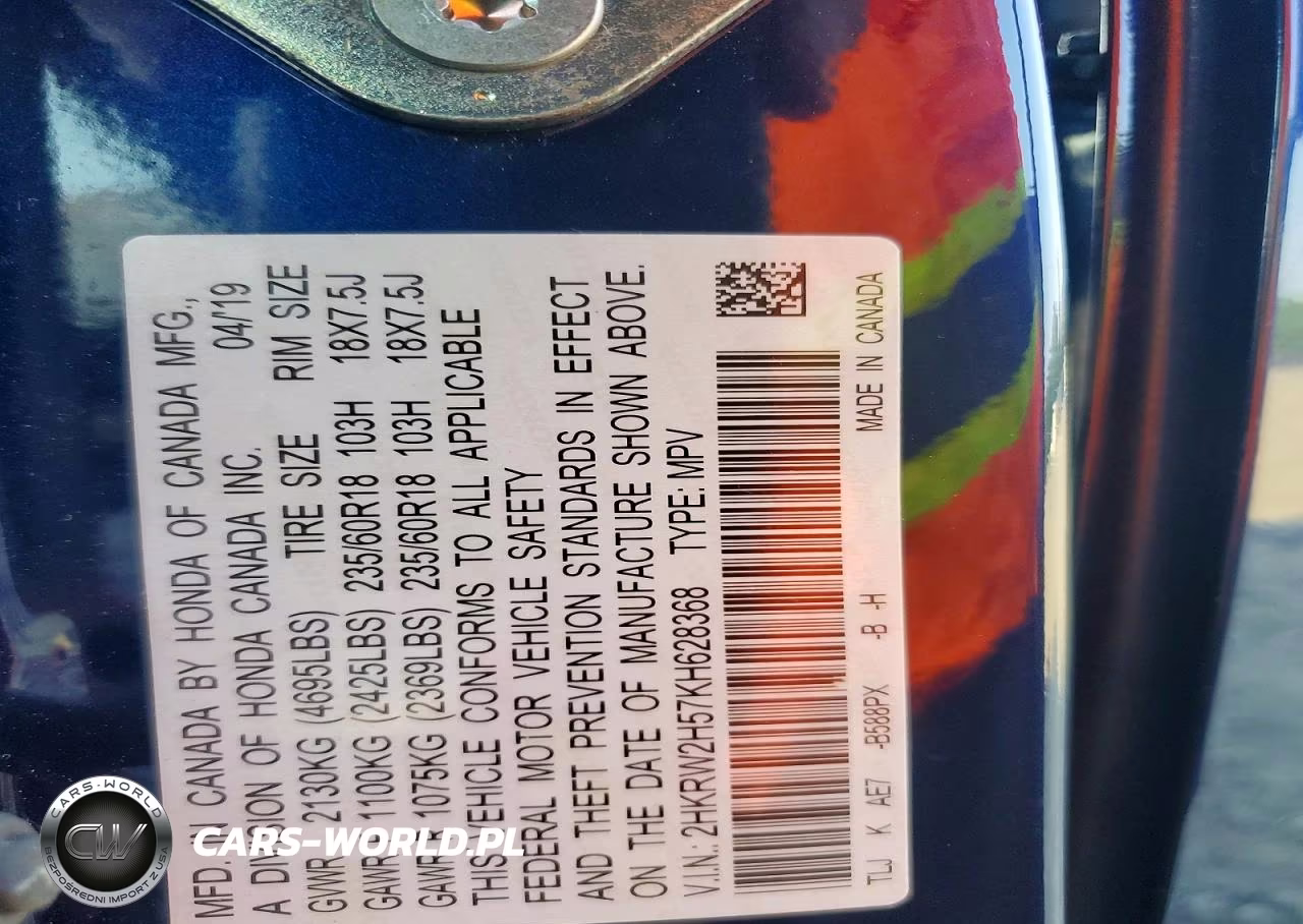2019 Honda Cr-V Ex VIN:2HKRW2H57KH628368 - 14