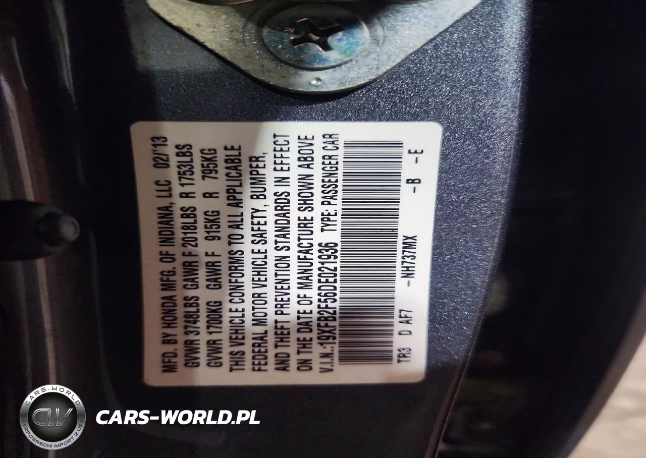 2013 Honda Civic Lx VIN:19XFB2F56DE021936 - 12