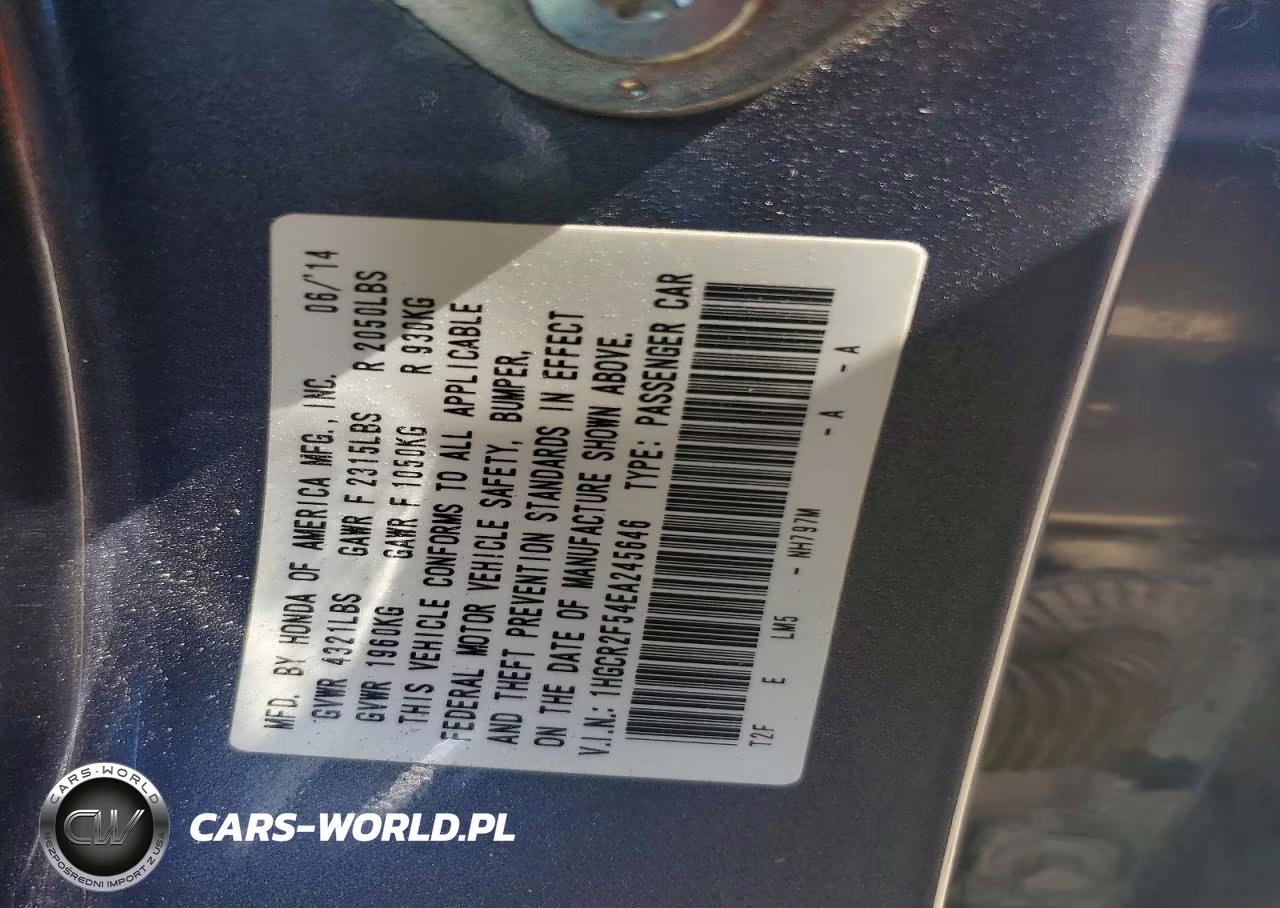 2014 Honda Accord Sport VIN:1HGCR2F54EA245646 - 12