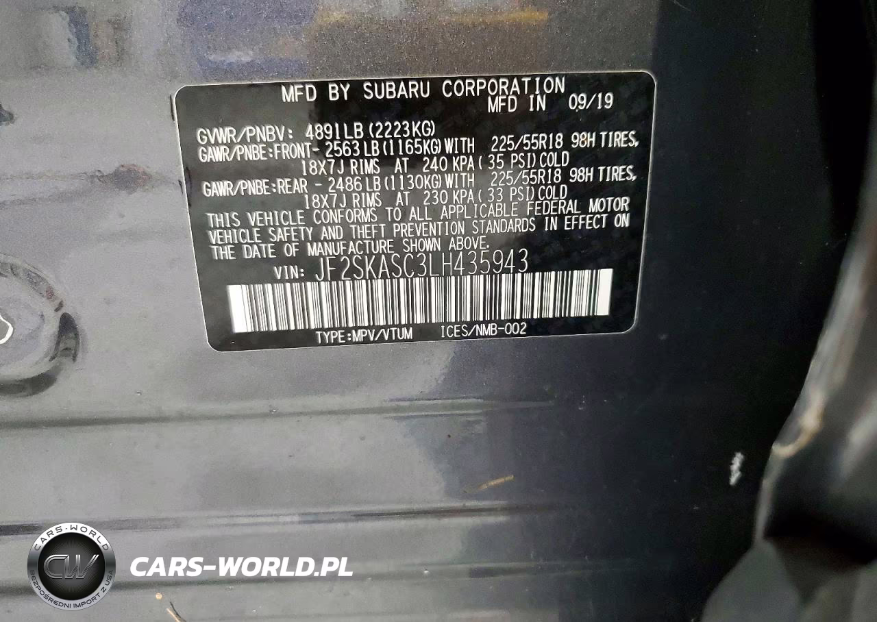 2020 Subaru Forester Limited VIN:JF2SKASC3LH435943 - 13