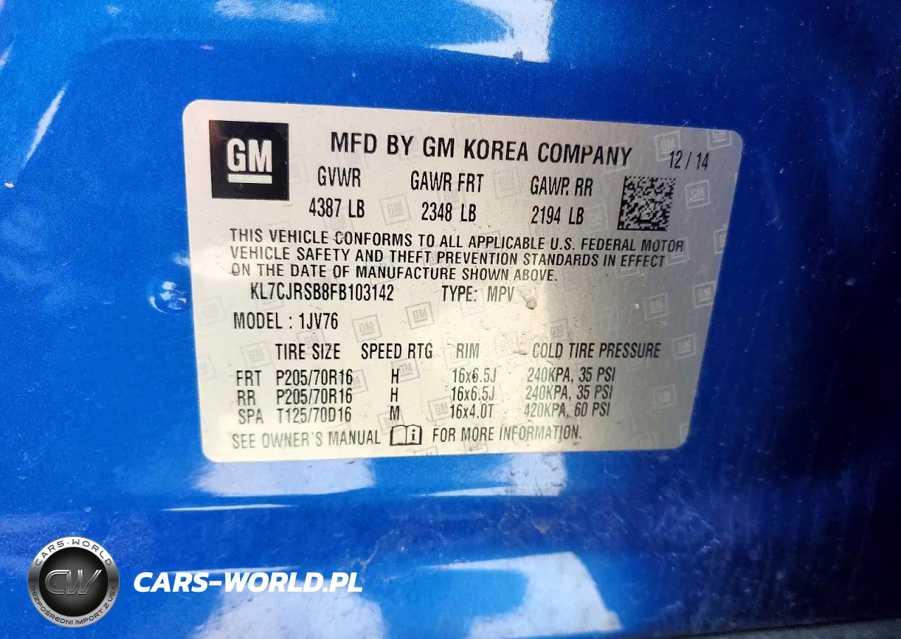 2015 Chevrolet Trax 1Lt VIN:KL7CJRSB8FB103142 - 13