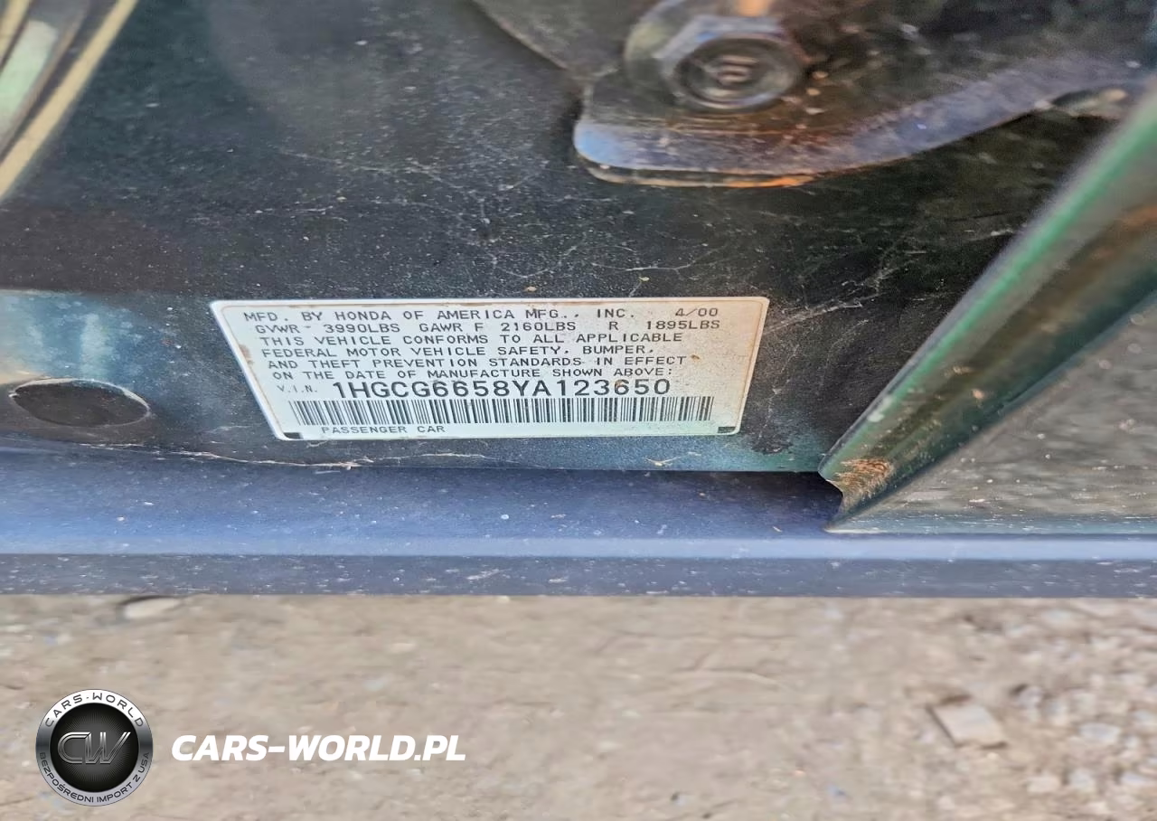 2000 Honda Accord Lx VIN:1HGCG6658YA123650 - 12