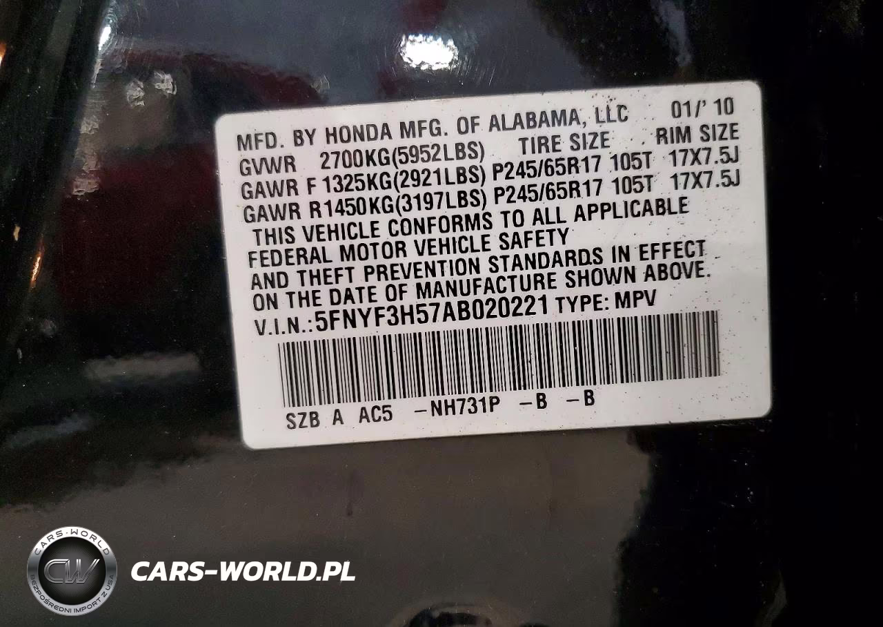2010 Honda Pilot Exl VIN:5FNYF3H57AB020221 - 13