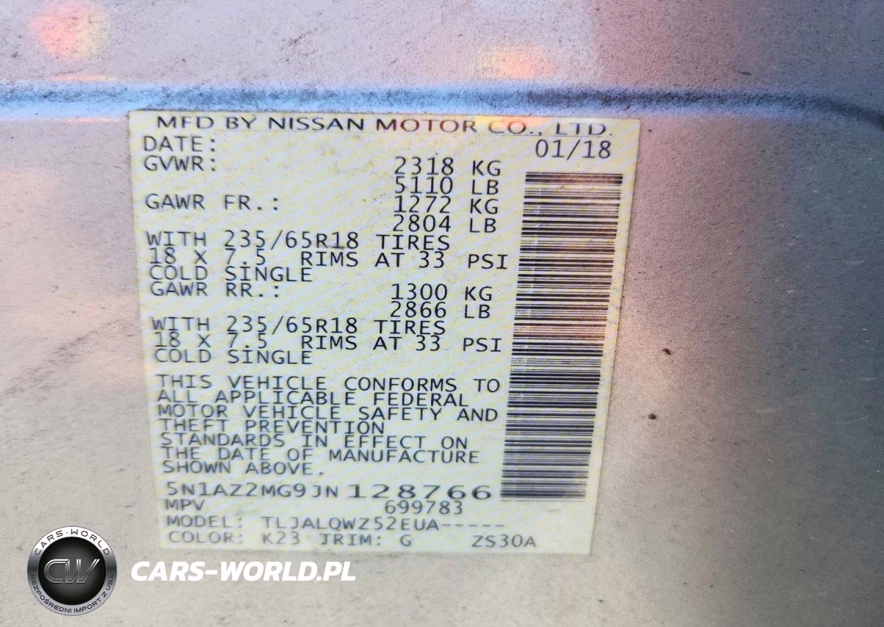 2018 Nissan Murano Sv VIN:5N1AZ2MG9JN128766 - 13
