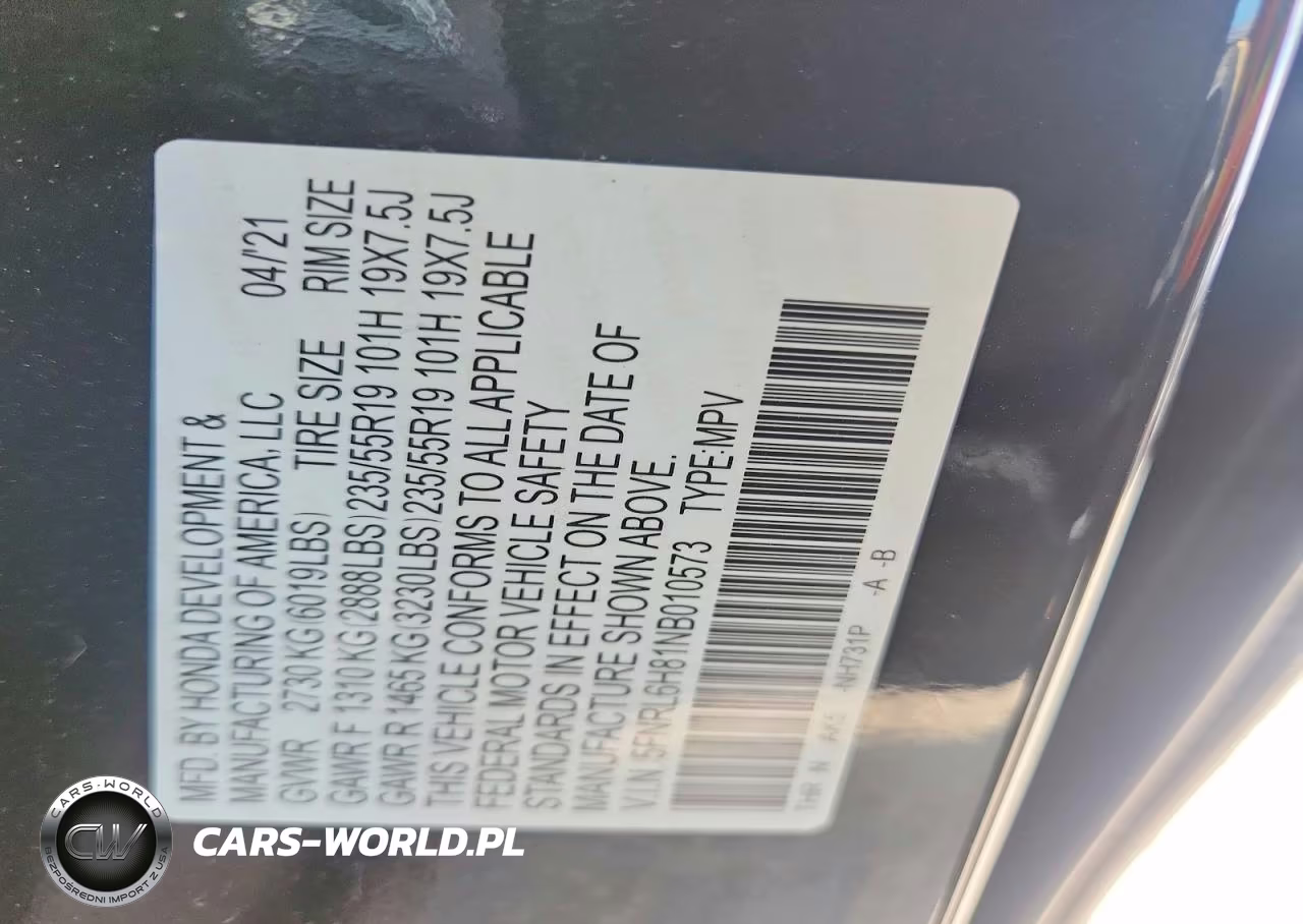 2022 Honda Odyssey Touring VIN:5FNRL6H81NB010573 - 13