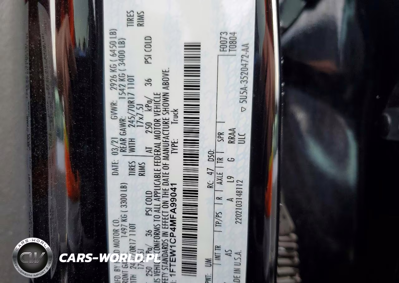 2021 Ford F150 Supercrew VIN:1FTEW1CP4MFA99041 - 13