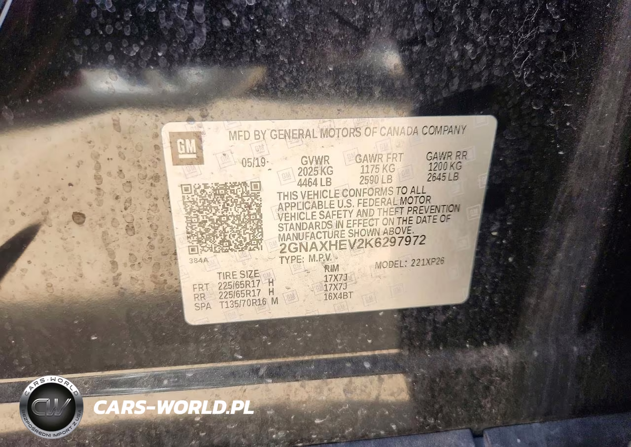 2019 Chevrolet Equinox Ls VIN:2GNAXHEV2K6297972 - 13