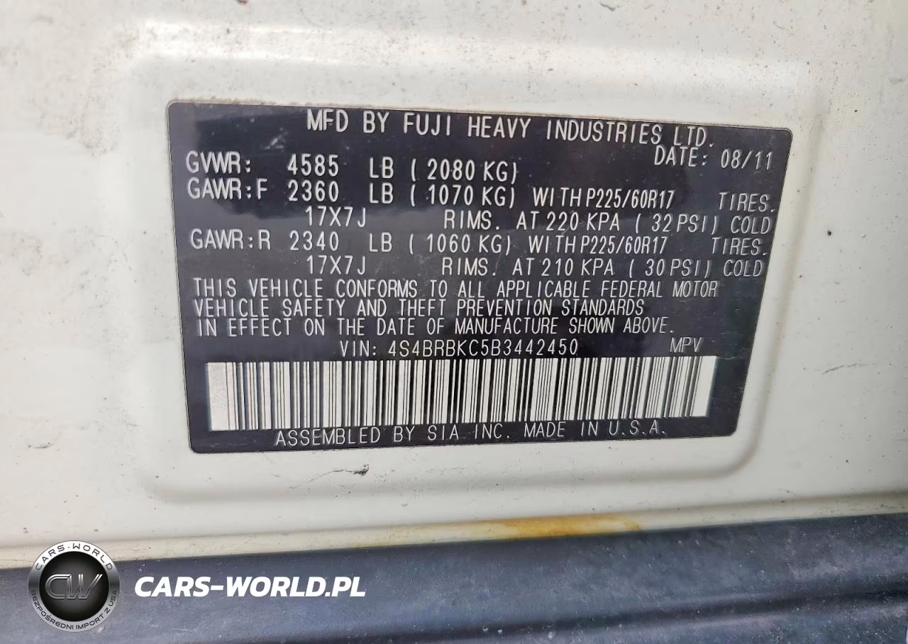 2011 Subaru Outback 2.5I Limited VIN:4S4BRBKC5B3442450 - 13