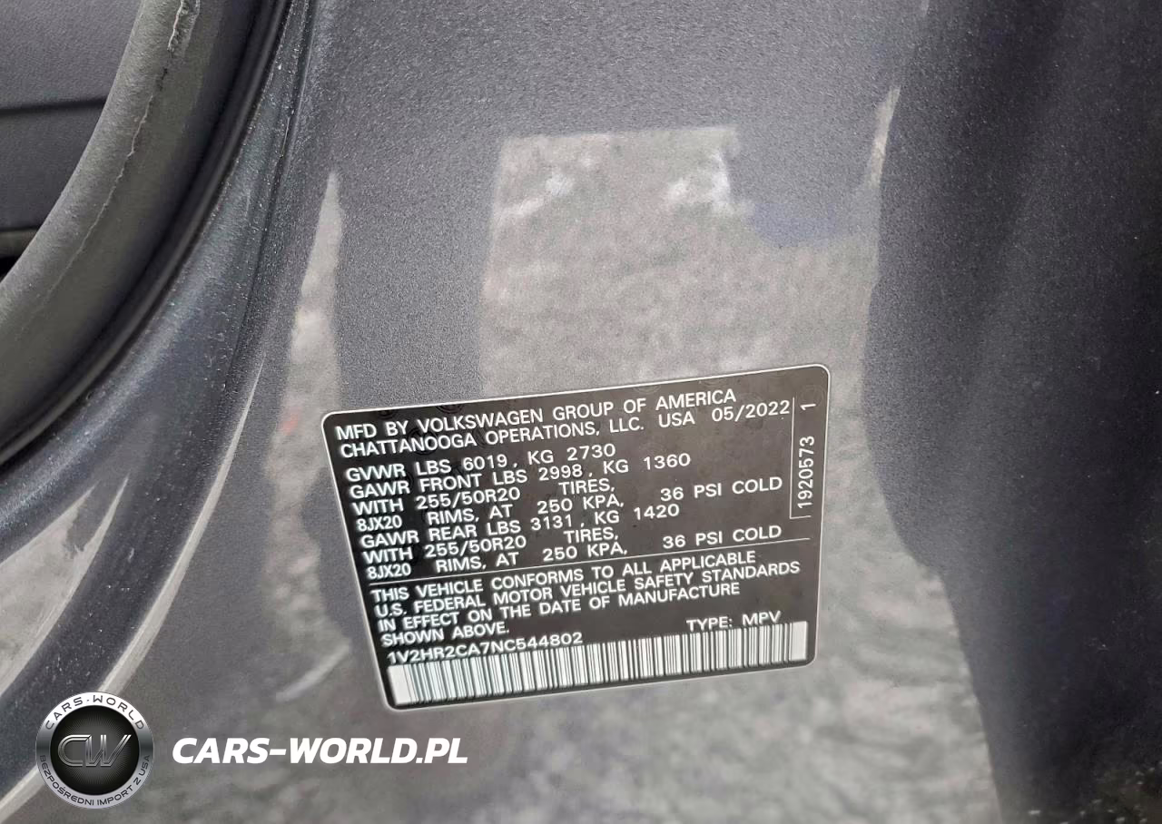 2022 Volkswagen Atlas Se VIN:1V2HR2CA7NC544802 - 13